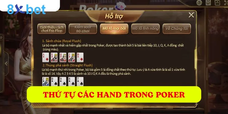Trở thành cao thủ poker 8xbet với những mẹo chơi đỉnh cao Các bộ bài được xếp hạng từ cao đến thấp